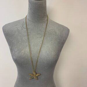 Starfish Gold-tone Long Necklace NWT Beaded Beach Summertime Vacation On-Trend